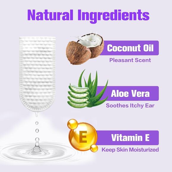 Dog Ear Wipes,Gently Remove Ear Wax & Dirt,Relieve Ear Itching Fresh Coconut ... - Picture 3 of 6